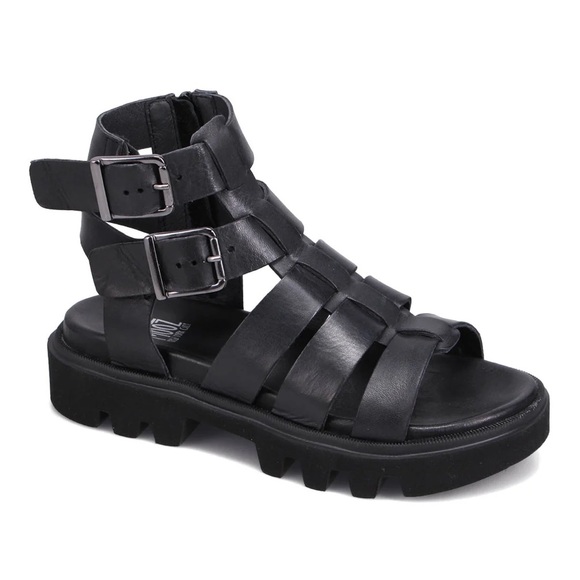 Miz Mooz Leather Black Panthea Flatform Sandal - Picture 3 of 7